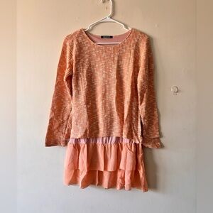 Coral Layered Tiered Skirt Sweater Dress . Size Small